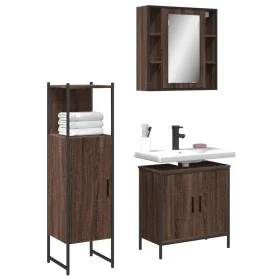 Badezimmermöbel-Set, 3-teilig, braunes Eichensperrholz von , Badezimmermöbel - Ref: Foro24-3214764, Preis: 198,90 €, Rabatt: %