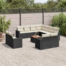 Garden sofa and cushion set 12 pieces black synthetic rattan by , Garden sets - Ref: Foro24-3256714, Price: 797,49 €, Discoun...