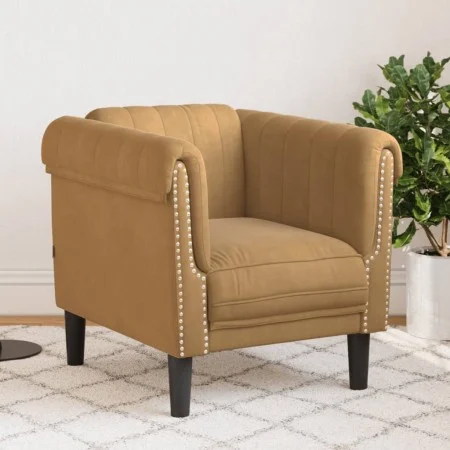 Sillón de terciopelo marrón de , Sofás - Ref: Foro24-372574, Precio: 187,38 €, Descuento: %