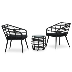 3-piece black synthetic rattan garden table and chairs set by vidaXL, Garden sets - Ref: Foro24-48579, Price: 226,17 €, Disco...