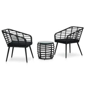 3-piece black synthetic rattan garden table and chairs set by vidaXL, Garden sets - Ref: Foro24-48579, Price: 223,49 €, Disco...