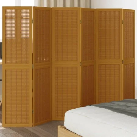 6-panel partition screen solid paulownia wood brown by , Room dividers - Ref: Foro24-358825, Price: 126,78 €, Discount: %