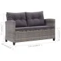 2-Sitzer-Gartensofa mit grauen synthetischen Rattankissen 124 cm von vidaXL, Outdoor-Sofas - Ref: Foro24-46154, Preis: 265,20...