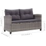 Sofá de jardín 2 plazas y cojines ratán sintético gris 124 cm de vidaXL, Sofás de exterior - Ref: Foro24-46154, Precio: 243,0...