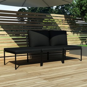 Juego de muebles de jardín 3 piezas con cojines PVC negro de vidaXL, Conjuntos de jardín - Ref: Foro24-48593, Precio: 175,76 ...