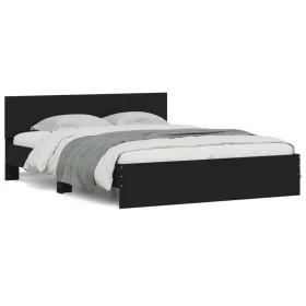 Bettgestell mit Kopfteil und LED-Leuchten schwarz 150x200 cm von , Betten und Lattenroste - Ref: Foro24-3207603, Preis: 201,7...