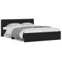 Bed frame with headboard and LED lights black 150x200 cm by , Beds and slatted bases - Ref: Foro24-3207603, Price: 201,73 €, ...