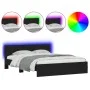 Bed frame with headboard and LED lights black 150x200 cm by , Beds and slatted bases - Ref: Foro24-3207603, Price: 201,73 €, ...