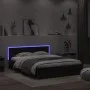 Bed frame with headboard and LED lights black 150x200 cm by , Beds and slatted bases - Ref: Foro24-3207603, Price: 201,73 €, ...