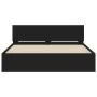 Bed frame with headboard and LED lights black 150x200 cm by , Beds and slatted bases - Ref: Foro24-3207603, Price: 201,73 €, ...