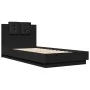 Bed frame with headboard and LED lights black 75x190 cm by , Beds and slatted bases - Ref: Foro24-3210067, Price: 162,84 €, D...