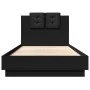 Bed frame with headboard and LED lights black 75x190 cm by , Beds and slatted bases - Ref: Foro24-3210067, Price: 162,84 €, D...