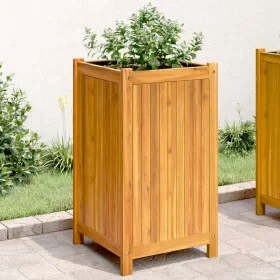 Planter with solid acacia wood lining 42x42x75 cm by , Pots and planters - Ref: Foro24-366436, Price: 85,44 €, Discount: %
