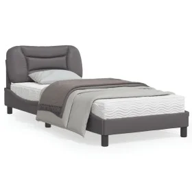 Bed frame with LED lights gray synthetic leather 90x190 cm by , Beds and slatted bases - Ref: Foro24-3213902, Price: 157,80 €...