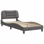 Bed frame with LED lights gray synthetic leather 90x190 cm by , Beds and slatted bases - Ref: Foro24-3213902, Price: 157,80 €...