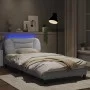 Bed frame with LED lights white synthetic leather 100x200 cm by , Beds and slatted bases - Ref: Foro24-3213914, Price: 162,22...