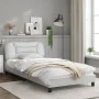 Bed frame with LED lights white synthetic leather 100x200 cm by , Beds and slatted bases - Ref: Foro24-3213914, Price: 162,22...