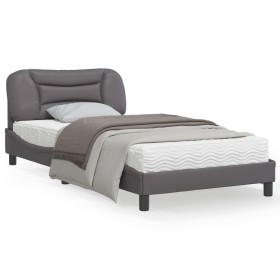 Bed frame with LED lights gray synthetic leather 100x200 cm by , Beds and slatted bases - Ref: Foro24-3213916, Price: 151,53 ...