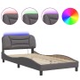 Bed frame with LED lights gray synthetic leather 100x200 cm by , Beds and slatted bases - Ref: Foro24-3213916, Price: 151,53 ...