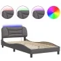 Estructura cama con luces LED cuero sintético gris 100x200 cm de , Camas y somieres - Ref: Foro24-3213916, Precio: 163,47 €, ...