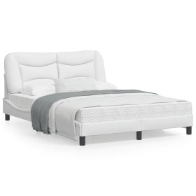 Bed frame with LED lights white synthetic leather 120x200 cm by , Beds and slatted bases - Ref: Foro24-3213921, Price: 226,80...