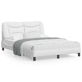 Bed frame with LED lights white synthetic leather 120x200 cm by , Beds and slatted bases - Ref: Foro24-3213921, Price: 223,54...