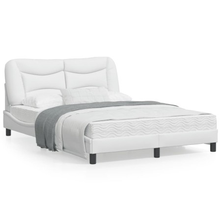 Bed frame with LED lights white synthetic leather 120x200 cm by , Beds and slatted bases - Ref: Foro24-3213921, Price: 226,80...