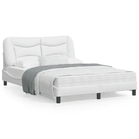 Bed frame with LED lights white synthetic leather 120x200 cm by , Beds and slatted bases - Ref: Foro24-3213921, Price: 223,54...