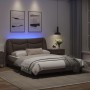 Estructura cama con luces LED cuero sintético gris 120x200 cm