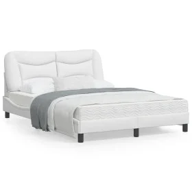 Bed frame with LED lights white synthetic leather 140x190 cm by , Beds and slatted bases - Ref: Foro24-3213928, Price: 242,75...