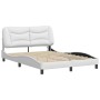 Bed frame with LED lights white synthetic leather 140x190 cm by , Beds and slatted bases - Ref: Foro24-3213928, Price: 242,23...
