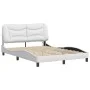 Bed frame with LED lights white synthetic leather 140x190 cm by , Beds and slatted bases - Ref: Foro24-3213928, Price: 242,75...