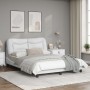 Bed frame with LED lights white synthetic leather 140x190 cm by , Beds and slatted bases - Ref: Foro24-3213928, Price: 242,23...