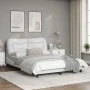 Bed frame with LED lights white synthetic leather 140x190 cm by , Beds and slatted bases - Ref: Foro24-3213928, Price: 242,75...