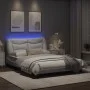 Bed frame with LED lights white synthetic leather 140x190 cm by , Beds and slatted bases - Ref: Foro24-3213928, Price: 242,75...