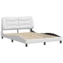 Bed frame with LED lights white synthetic leather 140x200 cm by , Beds and slatted bases - Ref: Foro24-3213935, Price: 242,05...