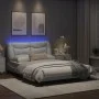 Bed frame with LED lights white synthetic leather 140x200 cm by , Beds and slatted bases - Ref: Foro24-3213935, Price: 242,93...