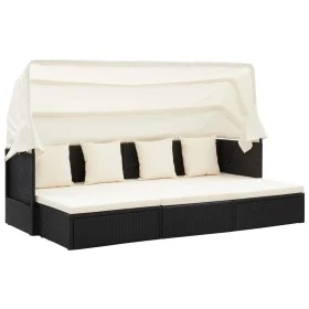 Schwarze Dachgartenliege aus synthetischem Rattan von vidaXL, Betten im Freien - Ref: Foro24-46156, Preis: 407,14 €, Rabatt: %