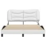 Bed frame with LED lights white synthetic leather 140x200 cm by , Beds and slatted bases - Ref: Foro24-3213935, Price: 242,93...