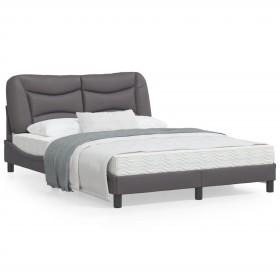 Bed frame with LED lights gray synthetic leather 140x200 cm by , Beds and slatted bases - Ref: Foro24-3213937, Price: 225,25 ...