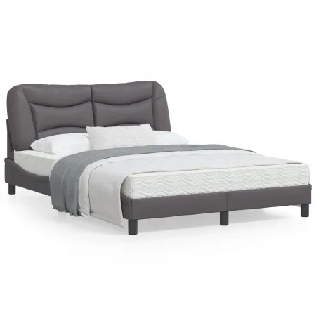 Bed frame with LED lights gray synthetic leather 140x200 cm by , Beds and slatted bases - Ref: Foro24-3213937, Price: 220,26 ...