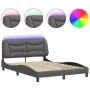 Bed frame with LED lights gray synthetic leather 140x200 cm by , Beds and slatted bases - Ref: Foro24-3213937, Price: 220,26 ...