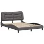Bed frame with LED lights gray synthetic leather 140x200 cm by , Beds and slatted bases - Ref: Foro24-3213937, Price: 220,26 ...