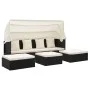 Black synthetic rattan roof garden bed lounger by vidaXL, Outdoor beds - Ref: Foro24-46156, Price: 407,14 €, Discount: %