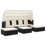Tumbona cama jardín techo ratán sintético negro de vidaXL, Camas para exteriores - Ref: Foro24-46156, Precio: 390,49 €, Descu...