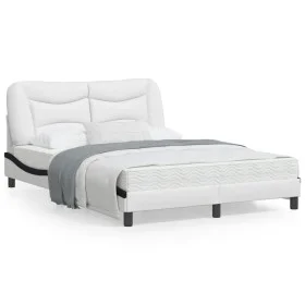 Bed frame with LED black white synthetic leather 140x200 cm by , Beds and slatted bases - Ref: Foro24-3213940, Price: 243,49 ...