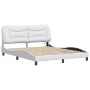 Bed frame with LED lights white PE leather 160x200 cm by , Beds and slatted bases - Ref: Foro24-3213942, Price: 228,47 €, Dis...