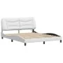 Bed frame with LED lights white PE leather 160x200 cm by , Beds and slatted bases - Ref: Foro24-3213942, Price: 266,82 €, Dis...