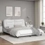 Bed frame with LED lights white PE leather 160x200 cm by , Beds and slatted bases - Ref: Foro24-3213942, Price: 266,82 €, Dis...