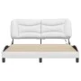Bed frame with LED lights white PE leather 160x200 cm by , Beds and slatted bases - Ref: Foro24-3213942, Price: 266,82 €, Dis...